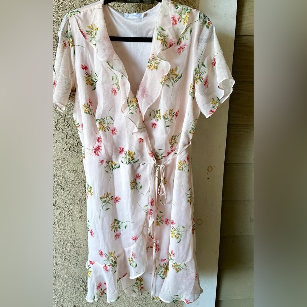 Lush Pink Floral Wrap Dress Size XL